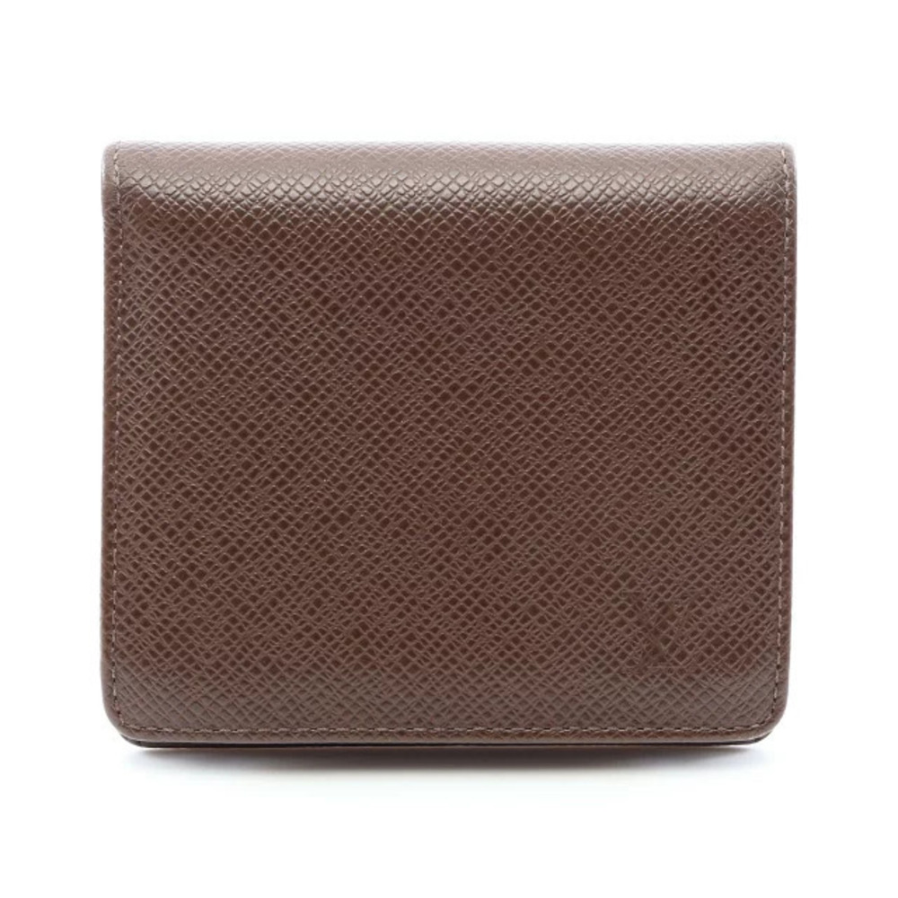 Louis Vuitton Portefeuille Cartes Credit Bi fold Wallet Taiga Leather Brown